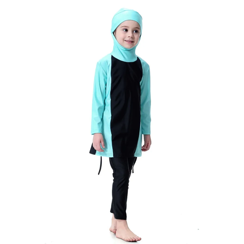 Для девочек-мусульманок купальники скромный исламский детские плавательные костюмы Пляжная одежда ванный комплект Burkinis Surf традиционные