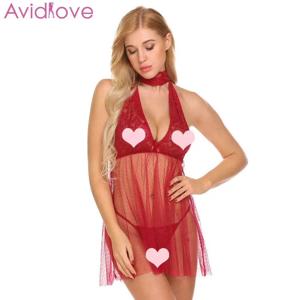 Avidlove женское сексуальное нижнее белье Babydoll Эротическое стринги кружева пэчворк