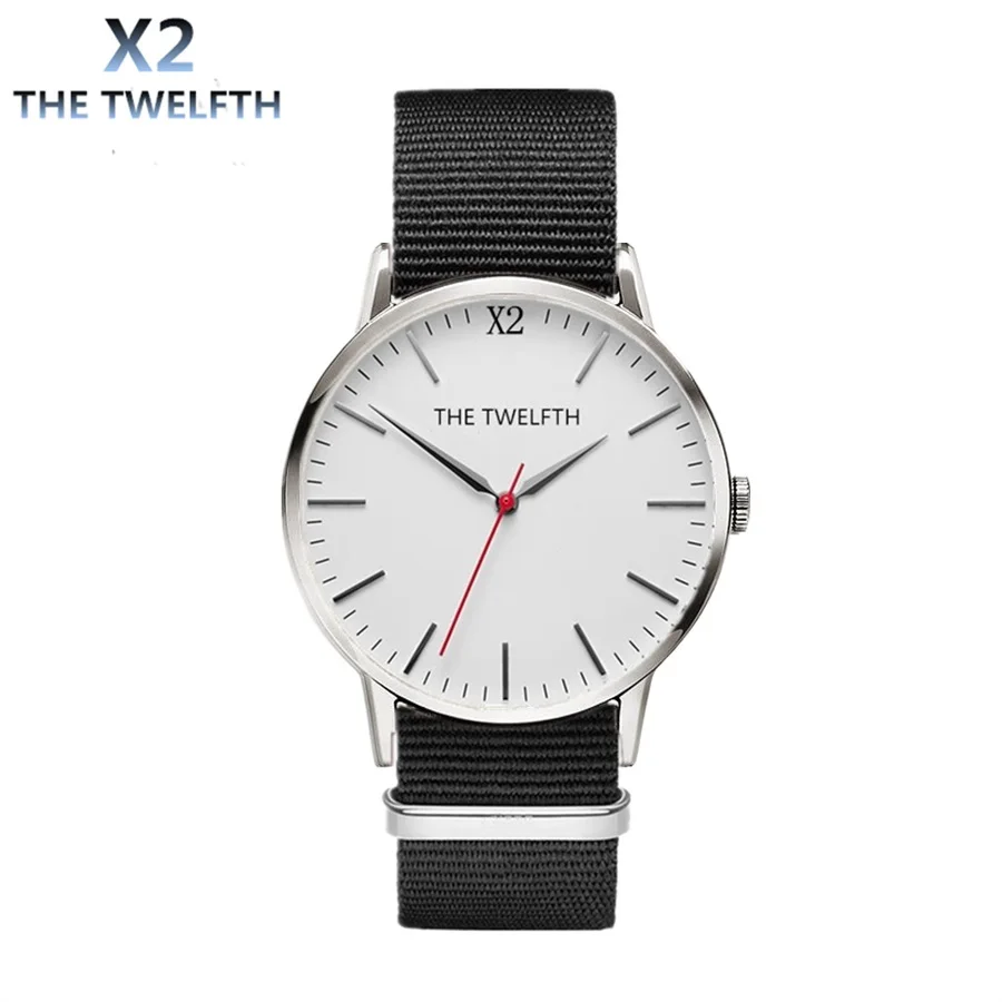 

Reloj hombre fashion nylon strap watch men charm black simple quartz watch dress brand X2 THE TWELFTH 2016 montre homme