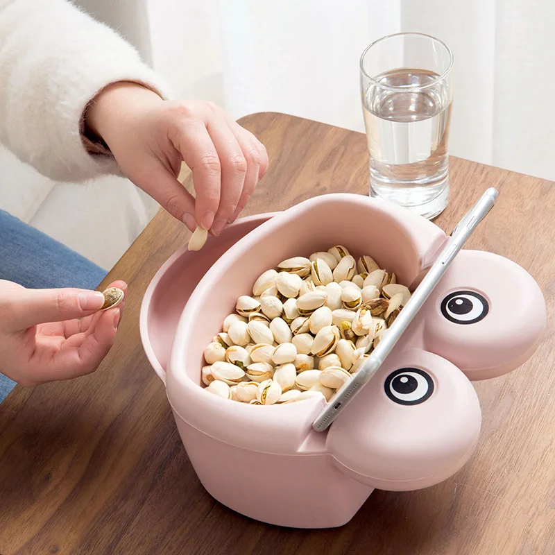 Cartoon Double-layer Dried Fruit Plate Organizer Creative Lazy People Melon Plate Household Plastic Candy Dish Snack Storage Box5