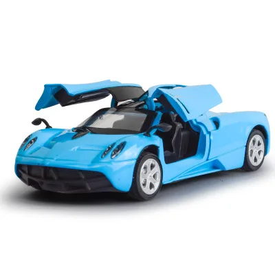 Моделирование миниатюрной модели автомобиля Pagani с откатной электронной игрушкой с игрушечные фары и музыкальные модели игрушечных автомобилей для детей - Цвет: Синий