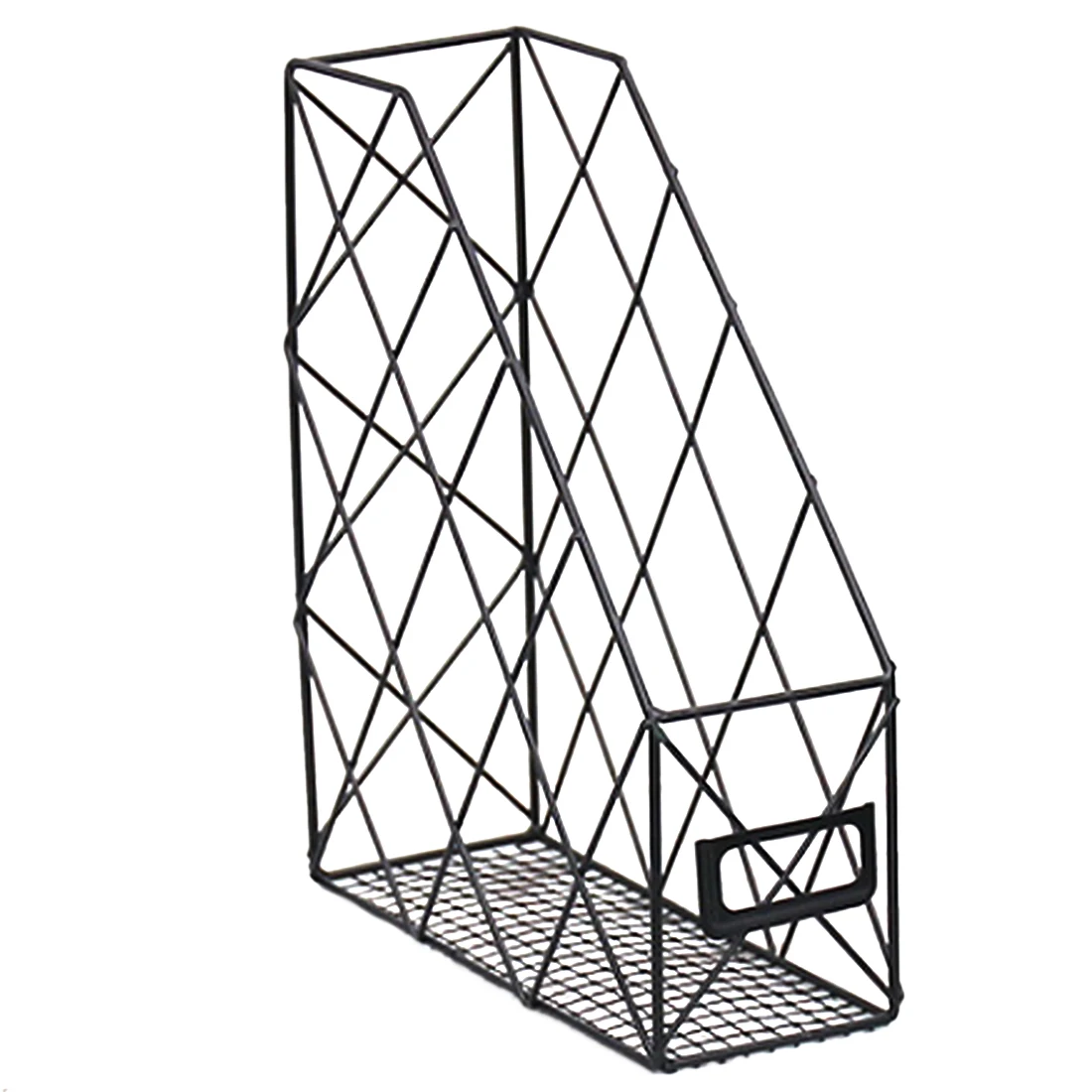 

Retro Style Iron Art Storage Rack Hollow Bookrack File Magazine Commodity Shelf for Bedroom Home Decor Office Sinlge Layer Shelf