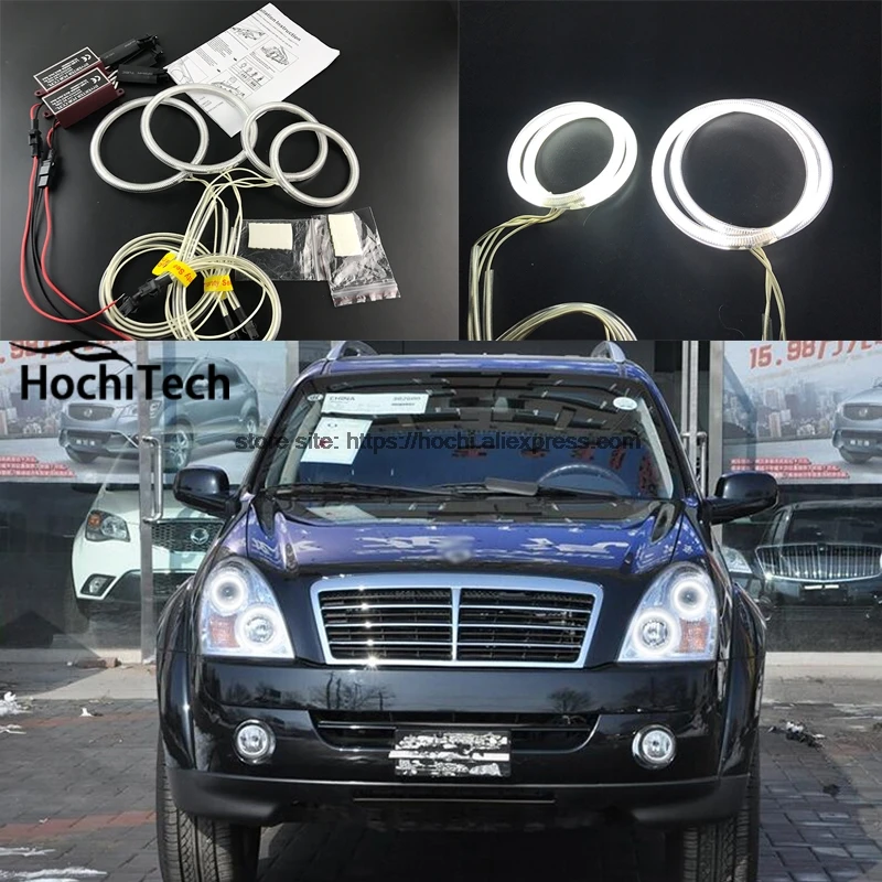 Для Ssangyong Rexton 2006-2011 Автомобильный Стайлинг 4 шт. белый головсветильник свет гало