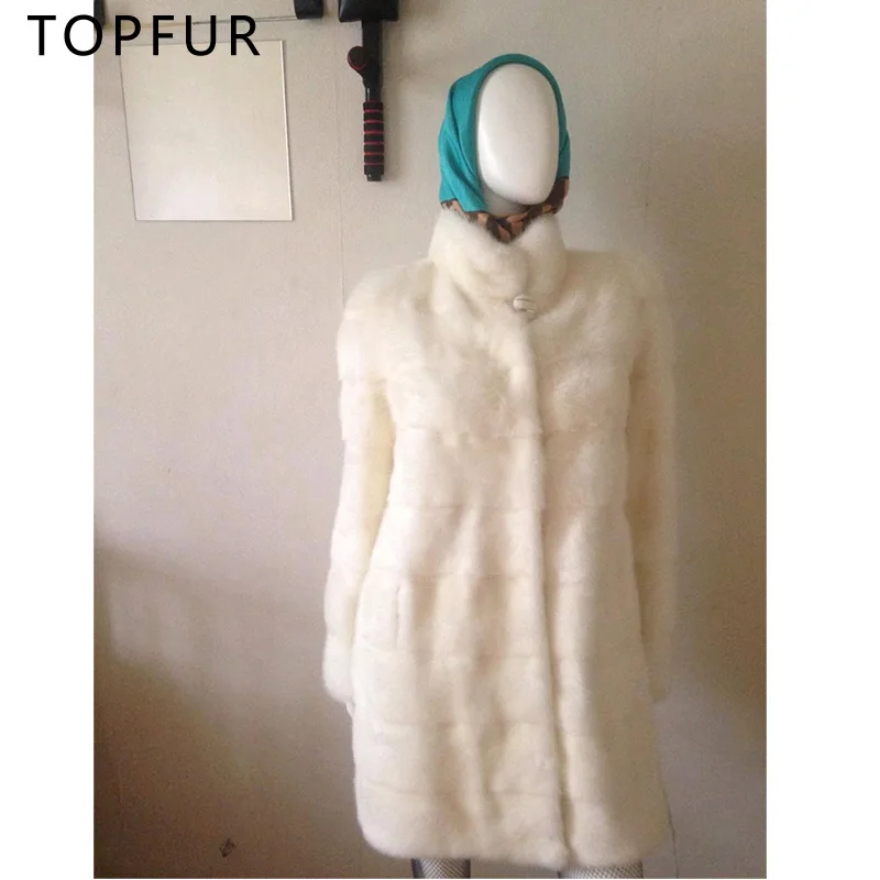 TOPFUR 2018 Winter Long Natural Mink Fur New Mink Fur Coat Fashion Women Luxury Jacket With Fur Collar White Full Sleeve TOPFUR 2018 Winter Long Natural Mink Fur New Mink Fur Coat Fashion Women Luxury Jacket With Fur Collar White Full Sleeve