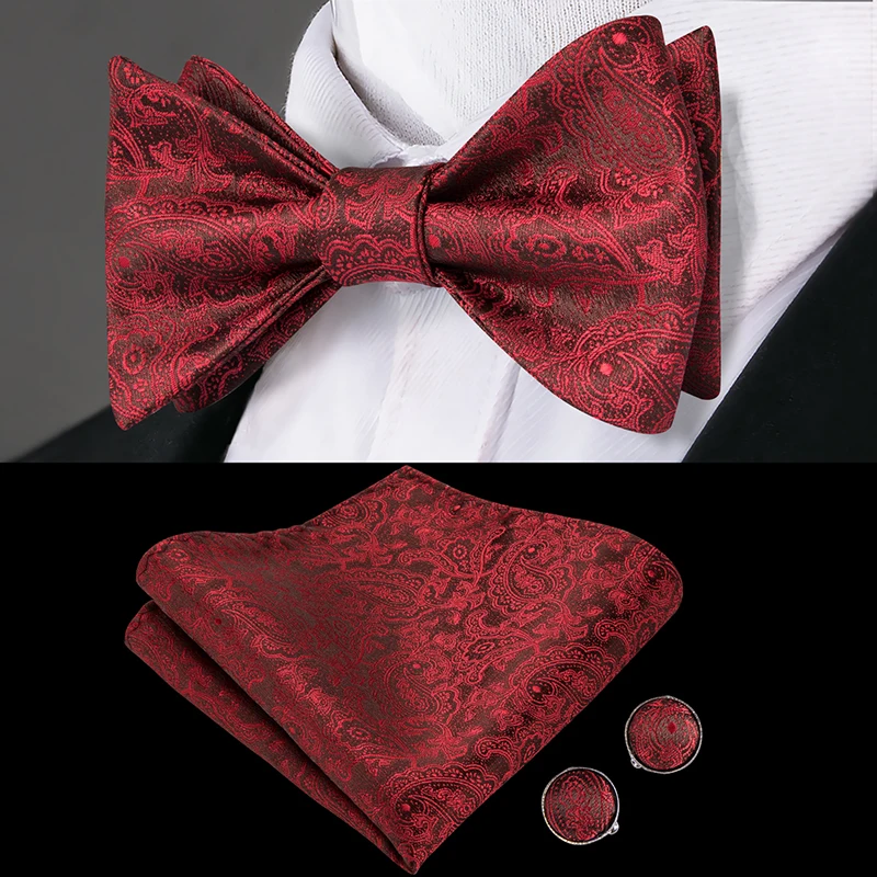 

Hi-Tie Classic Men's Wedding Party Bow Tie Self Tie Set Butterfly Bow Ties for Men Luxury Paisley Floral Red Blue Gold Bowties