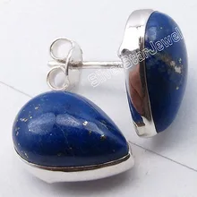 Tachona Los Pendientes de GOTA Hermoso LAPISLÁZULI ARTESANAL de Plata maciza de 5/8 pulgadas