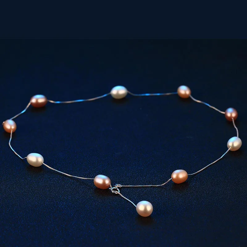 

Shiny star design 6-7mm lovely high luster pearl necklace for friend gift/myself with white pink purple mix color Hot sale 2019