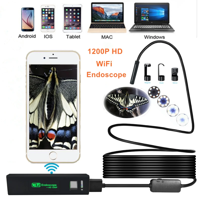 WiFi 8mm 1200P Endoscope Camera Mini Waterproof Inspection scope Camera