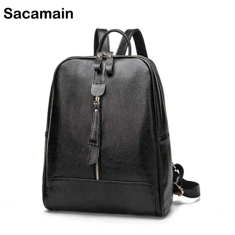 

Sacamain Brand Fashion Backpacks Women's Leather Backpack School Bag Casual Vintage Large Capacity Travel Laptop Backpack