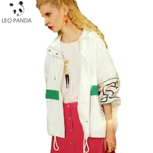 Новинка, Весенняя мода, длинный рукав, буквенный принт, однобортный, с капюшоном, женское Свободное пальто, короткие куртки, женские свободные куртки C 270