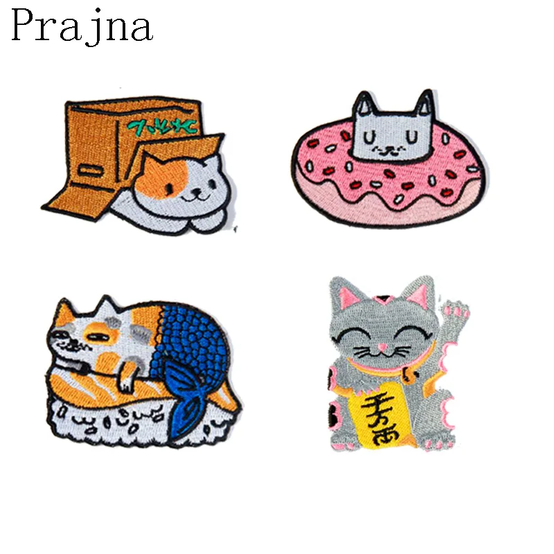 

Prajna Kids Lucky Cat Patch Corgi Dog Patch Iron Sew On Patches Applique Heat Anime Embroidered Patches For Clothes Stripe Decor