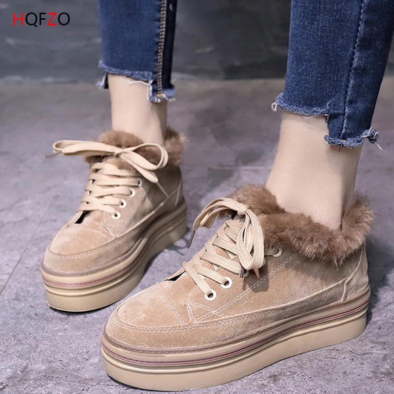 HQFZO Pantshoes/женские кроссовки из флока на высоком каблуке 4 см платформе уличная