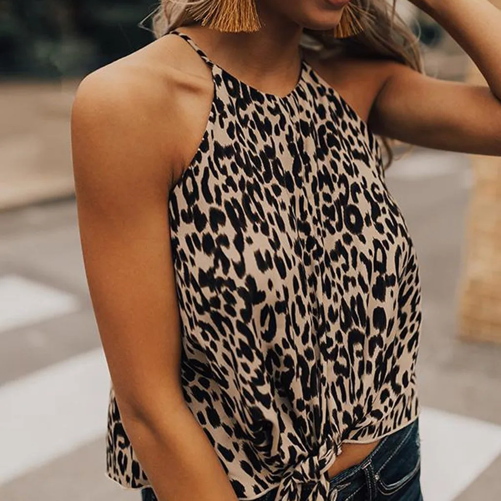 

2019 Womens clothes Sleeveless Vest Fashion Leopard Print Camisole Cotton Sleeveless Tops Female Tank Tops Ladies Tee Clothing