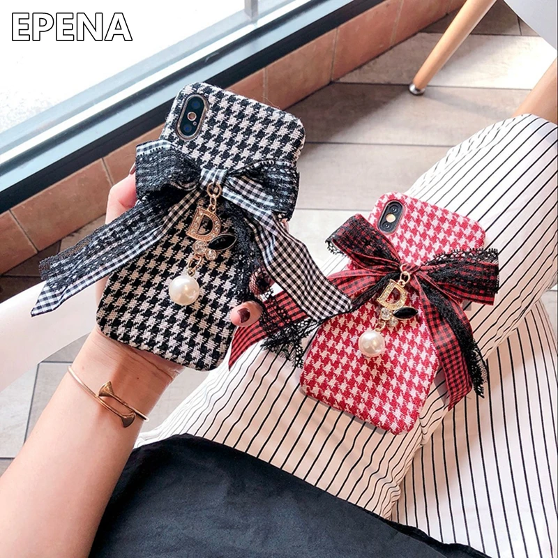 Buen Fin 2018 Navidad forro de tela con moño para iPhone