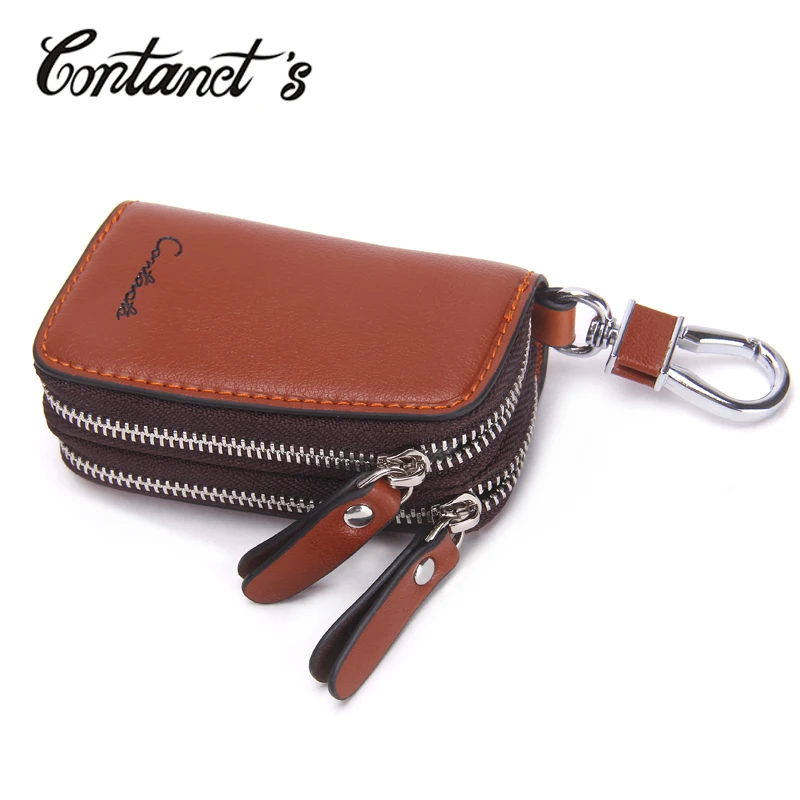 Genuine Leather Car Key Holder For Men Business Key Wallet Housekeeper Keys Male Zipper Door Key Chain Organzier Key Pouch Case