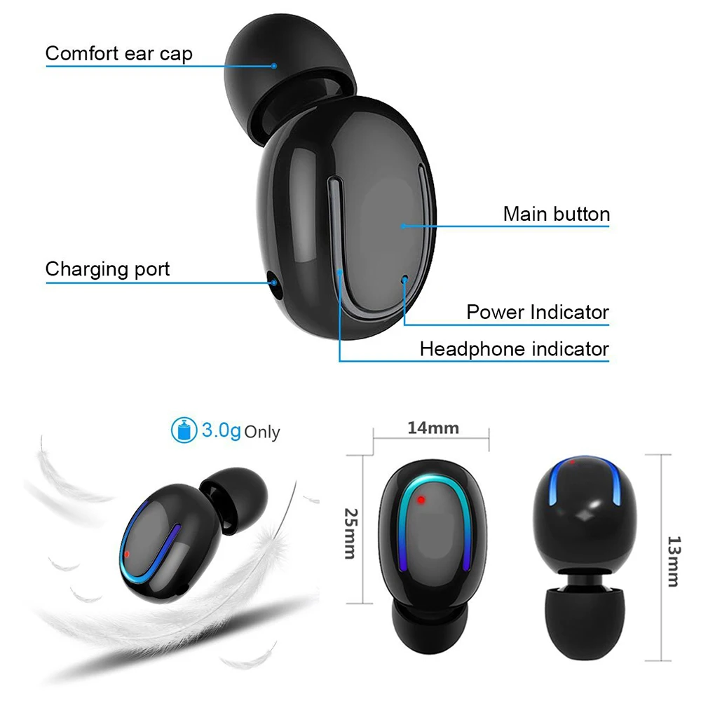 Бизнес Bluetooth наушники беспроводные вкладыши Мини спортивная Гарнитура 3D стерео