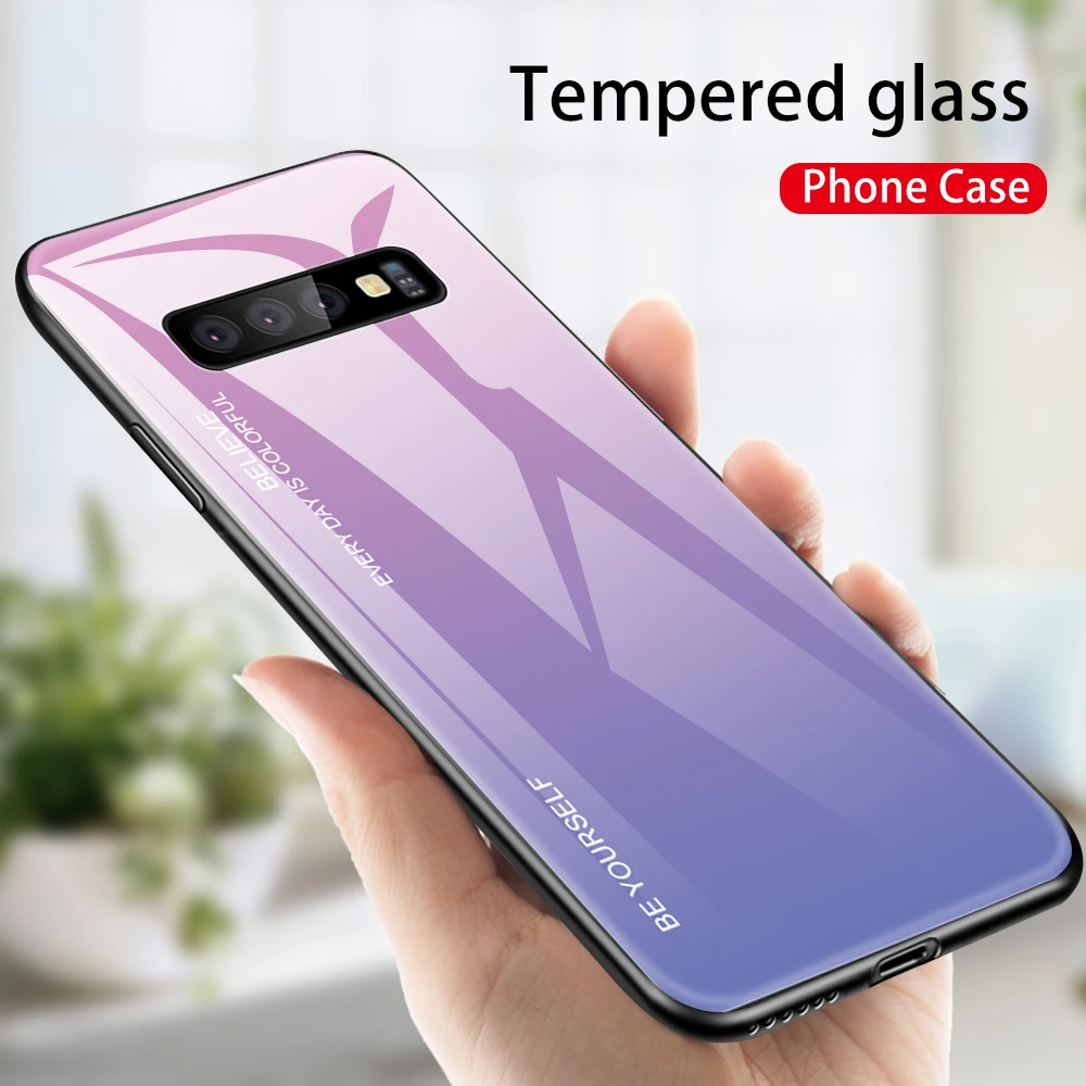 

Gradient Tempered Glass Case For Samsung Galaxy S10 Plus 5G S10e Back Cover Shockproof Armor Shell For Samsung Note 10 Pro Plus