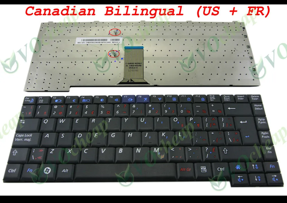 Новая клавиатура для ноутбука SAMSUNG NP-R60 R70 R510 R560 P510 P560 черная Канада двуязычная