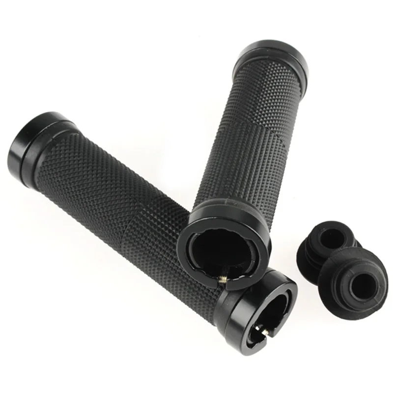 EA14 One Pair Lock on Nonslip Rubber Bike Bicycle Cycling Handle Bar Grip Black Bicycle Grips