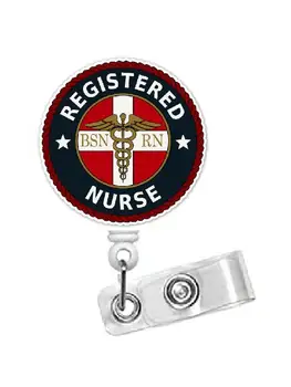 

BSN NP Registered Nurse RN Caduceus Emblem Retractabl ID Badge Reel 10PCS/LOT