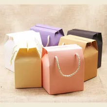 Feiluan, 5 шт., слоновая кость, бумажный мешок, коробки для кексов, розовые свадебные упаковочные коробки, сиреневая Подарочная коробка с ручкой, крафт-бумага, гайки, посылка