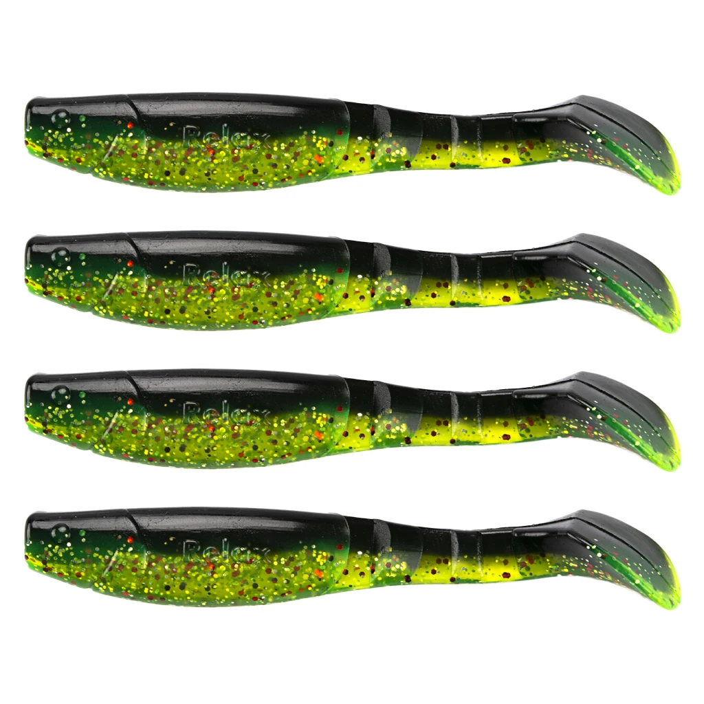 Perfeclan 4Pcs T Tail Soft Fish Lures Fishing Worm Baits Swimbaits for Jig Head & Offset Hook Soft Fish Lure Soft Fishing Lures