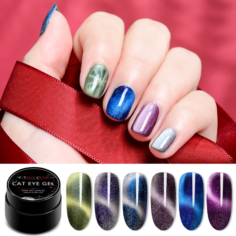 

T-tiao Club 5ml 5d Cat Eyes Nail Gel Magnetic Soak Off Uv Gel Lacquers Starry Sky Jade Effect Varnish Manicure Enamel Uv Polish