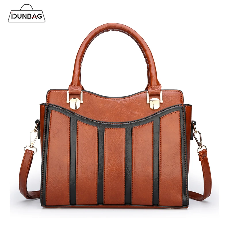 

Panelled Top-Handle Bags For Women Handbag PU Leather Tote Bolsas Mujer Ladies Shoulder Bag High Quality Hit Color Messenger Sac