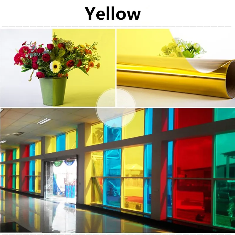 50cm300cm Yellow Building glass Solar window film tint Heat Insulation Decorative Solar Tint