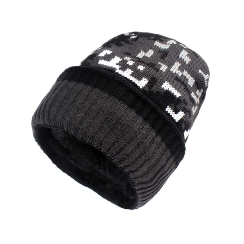 Black Camo Beanie Вязаные камуфляжные шапочки Skullies, утолщенная подкладка, армейская камуфляжная шапка для мужчин, для охоты, CS, зимняя шапка, теплая, для альпинизма, лыжная шапка YY17276 - Цвет: Black Camo Beanie
