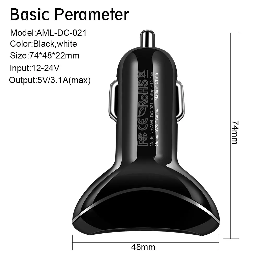 OLAF 2 USB Output Car Charger 3.1A max(Real) Fast Charge Adapter For iPhone X 8 7 6 s for Samsung S9 S8 S7 mobile phones tablets (4)