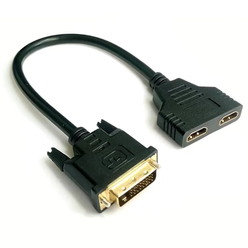 gold plated dvi 24 1 to 2 hdmi 19 pin splitter adapter cable hdmi cable for hdtv gold plated dvi 24 1 to 2 hdmi 19 pin splitter adapter cable hdmi cable for hdtv