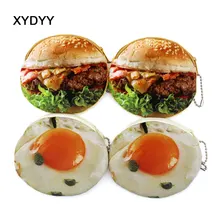 

XYDYY Kawaii Cute Hamburger Fried Eggs Women Children Plush Coin Purse Portable Zipper Change Bill Wallet Keychain ID Pouch Bag