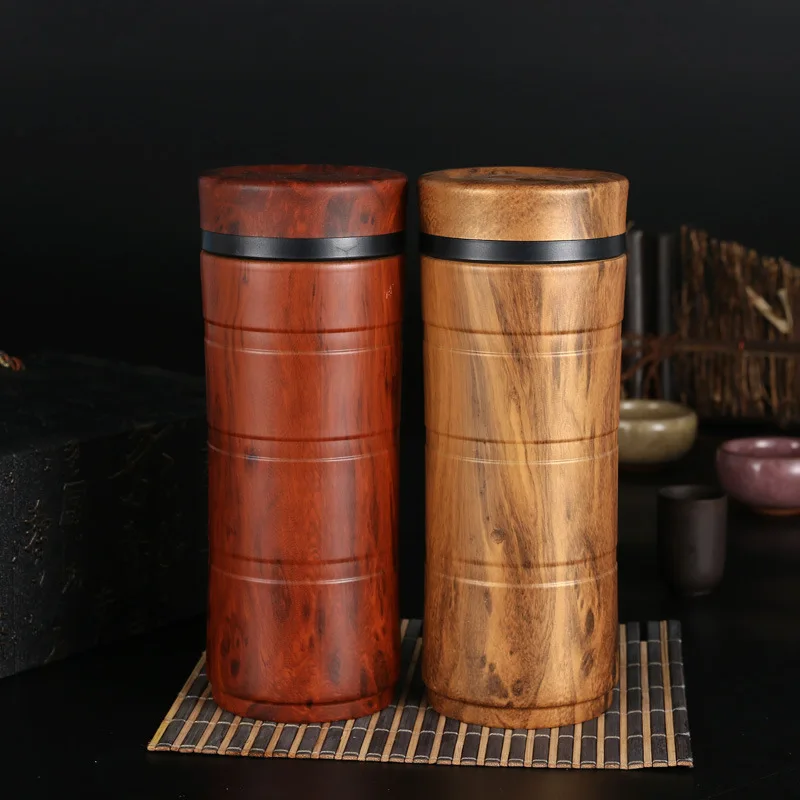 

350ml Mens Office Purple Clay Thermos Wood Grain Paint insulation Cup Health Purple Clay Vacuum Flasks Bottle Free Shipping