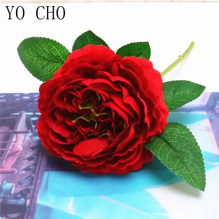 red White peony flower rose silk artificial flower home decoration wedding flowers  (7)