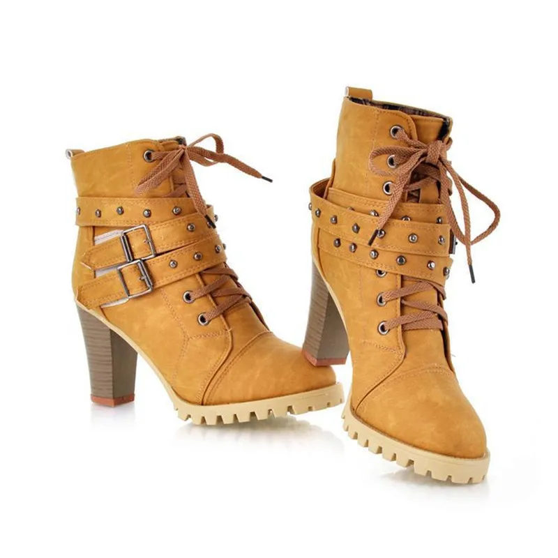 ANMAIRON/Модные женские ботинки; стильные ботинки на высоком каблуке со шнуровкой; женские ботильоны на водонепроницаемой платформе; Новая женская обувь; распродажа
