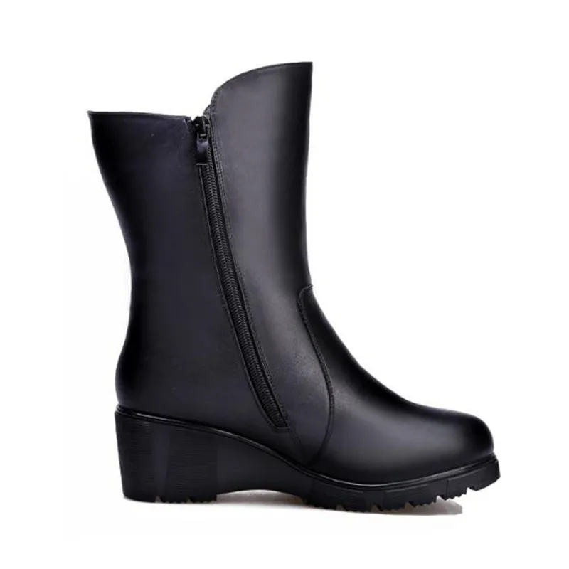 Cuero Zapatos Vaca 2018 Caliente Algodón Negro Botas Mujer Antideslizantes De Moda Invierno Elegante Cómodo Nuevas qS87qa