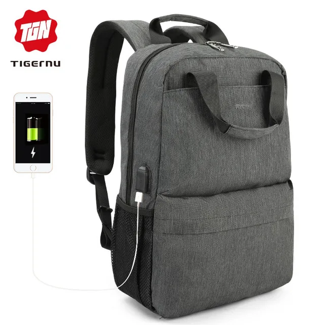 Tigernu, Женский легкий рюкзак с защитой от кражи, мужской, USB, для путешествий, водонепроницаемые Рюкзаки, с верхней ручкой, школьная сумка для девочек-подростков