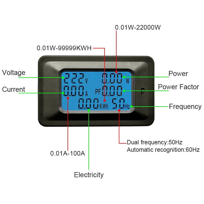 Переменный ток 22000 Вт 250 В 100А цифровые измерители напряжения мощность энергии Вольтметр Амперметр индикатор Тока Ампер Вольт ваттметр тестер детектор