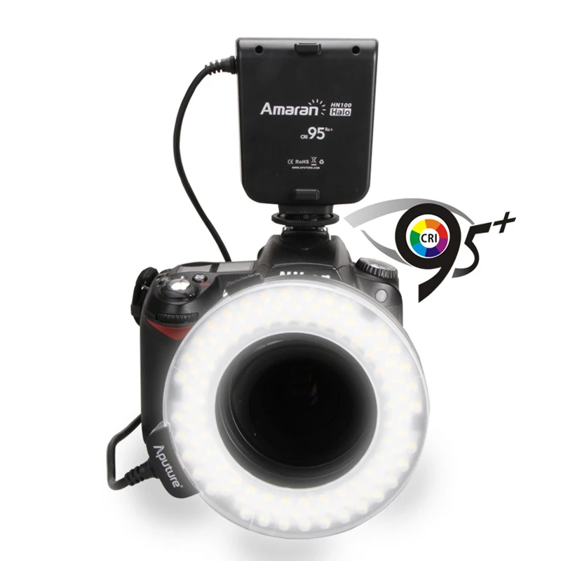 

Aputure HN100 CRI 95+ Amaran Halo LED Ring Flash light For Nikon D7100 D7000 D5200 D5100 D800E D800 D700 D600 D90 DSLR Camera