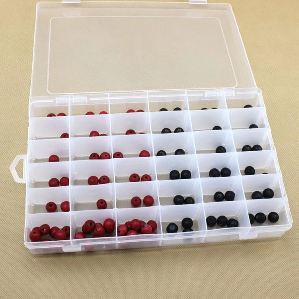 36 сеток пластиковая коробка для хранения Регулируемый ящик для ювелирных инструментов бисер таблетки органайзер для ногтей Совет Коробка Для Хранения Чехол жесткий прозрачный