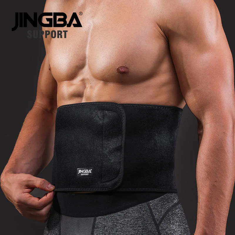 JINGBA SUPPORT Waist trimmer Slim fit Abdominal Waist sweat belt musculation abdominale Back Waist Support sport belt protective - Цвет: Black