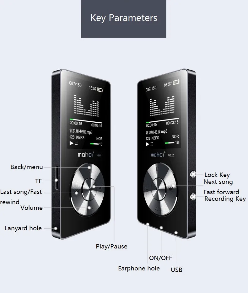 NEW Sport MP3 Player With Speaker 8G 80 Hours Full Metal MP3 Music Player With Screen Voice Recorder Video Arm Strap Earphone (24)