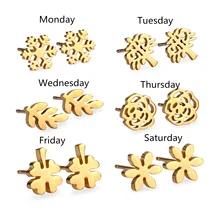 Люксу сталь нержавеющая сталь 6 пар/кор. серьги наборы смешанный стиль дерево/снежинка/листья/цветок Форма Серьги гвоздики женские ювелирные изделия