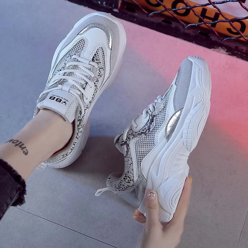 Леопардовая обувь; женские кроссовки на платформе; zapatos de mujer; Брендовая обувь; chaussures femme; модная женская обувь в стиле пэчворк; дышащая обувь