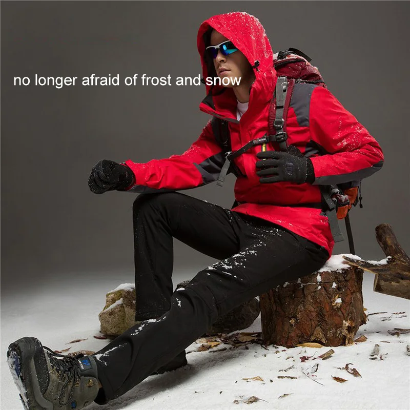 LoClimb de invierno de los hombres pantalones de senderismo de Esquí/Camping/montaña/Trekking pantalones al aire libre Softshell/impermeable Pantalones para hombre AM054