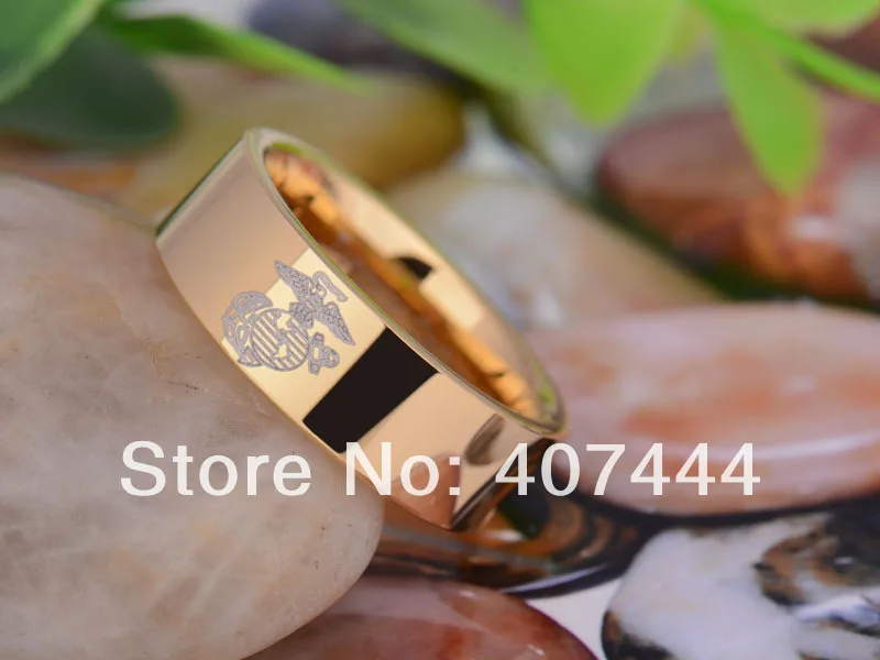 free shipping usa uk canada russia brazil hot sales 8mm gold pipe military army marines mens - Military Wedding Rings free shipping usa uk canada russia brazil hot sales 8mm gold pipe military army marines mens - Military Wedding Rings