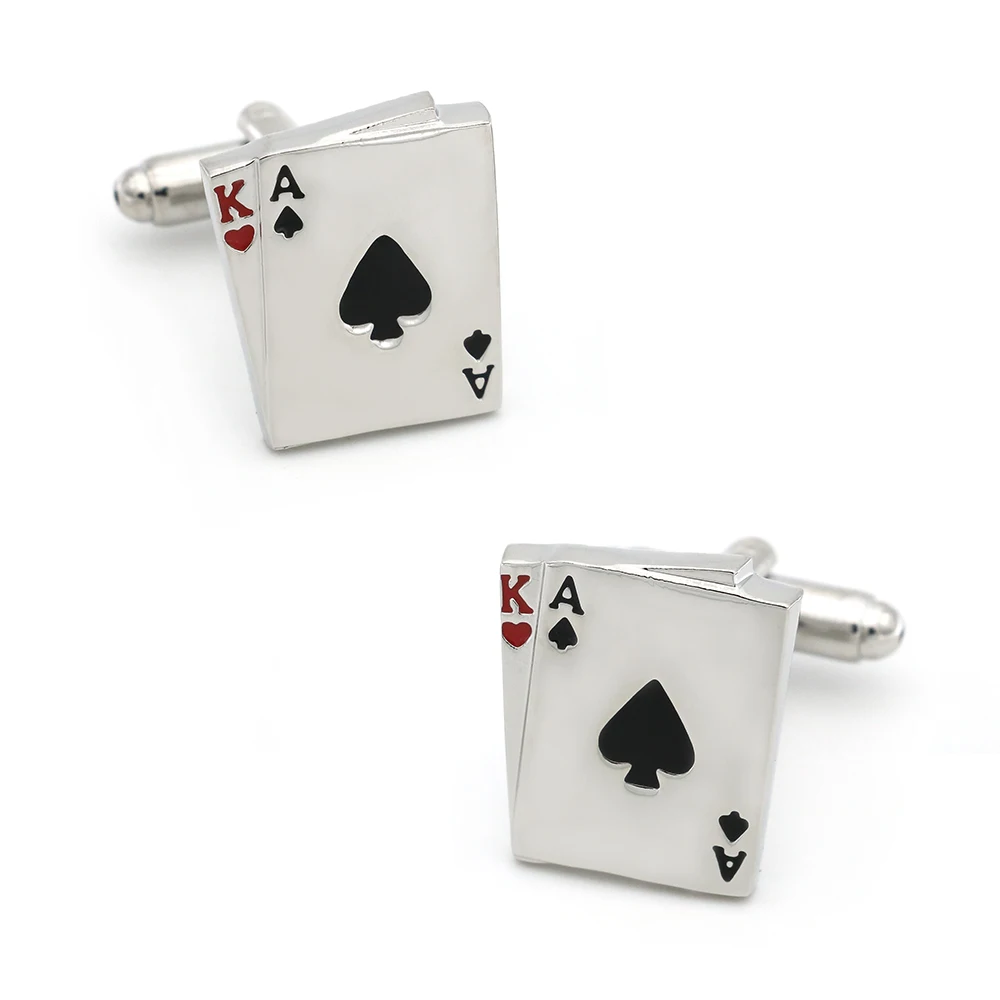 Men's Poker Cuff Links Copper Material Playing Card King & Ace