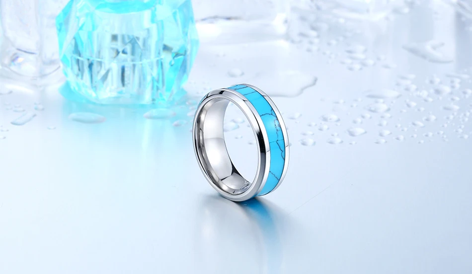 Байер Винтаж ретро унисекс синий для человека женщина Нержавеющая сталь геометрический камнем Мода палец ювелирные изделия BR-R055