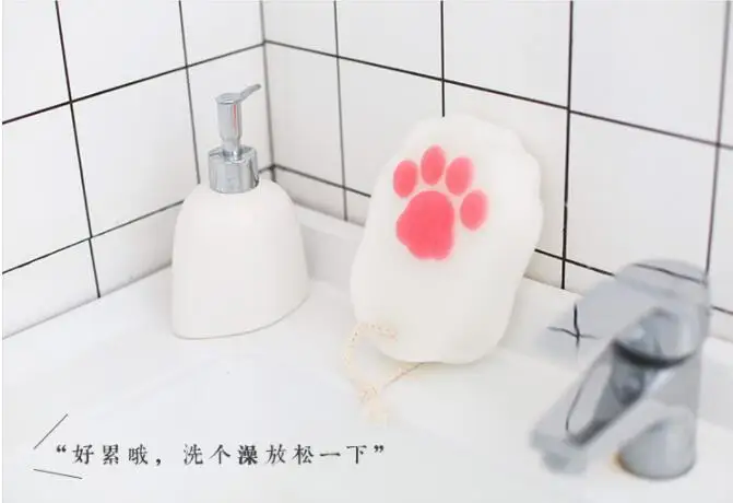 Губка для ванны мяч сетка кисти милый кот лапа напечатаны аксессуары для ванны тело Wisp натуральная сухая кисть для отшелушивания Очищающее Оборудование